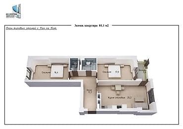 3: 3 комнаты, 81 м², Молодая Гвардия Элитка, 14 этаж, ПСО (под самоотделку) — 2