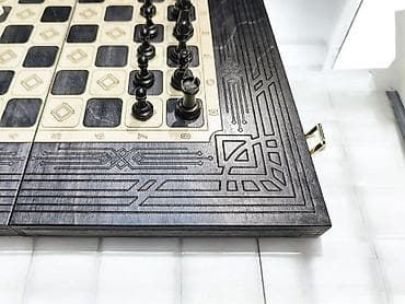 дурбу бинокль: Набор 3-в-1: складная деревянная доска для шахмат, шашек и нард - — 8