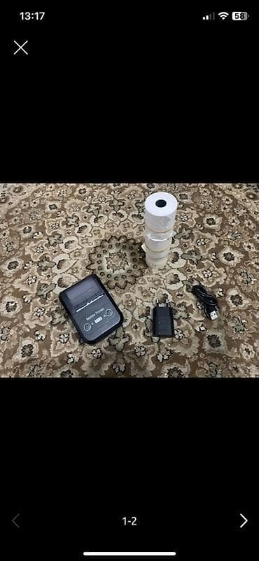 Портативный термопринтер чеков + комплект расходников Описание: -