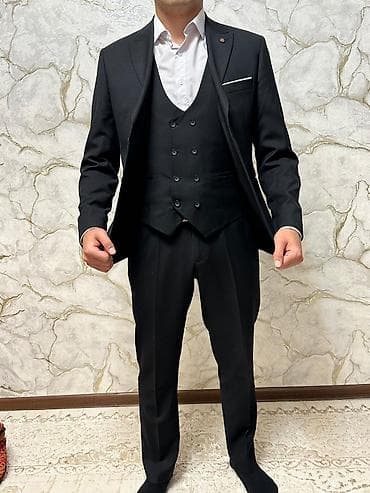 Шорты: Мужской классический костюм-тройка, черный. качество очень хорошее — 3