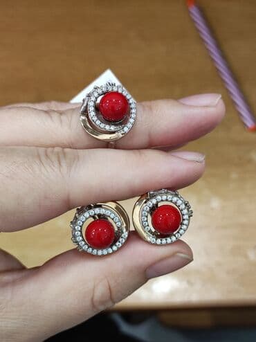 свадебные платья от производителя: Серебряный комплект с камнями  Кораллы Серебро 925 с напылением — 2