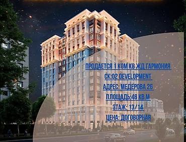 жк гармония: 1 комната, 46 м², Элитка, 13 этаж, Готовая ПСО (под самоотделку) — 1