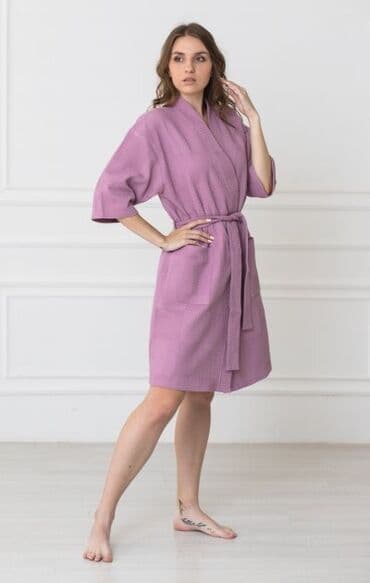 домашние халаты больших размеров: Халат, Вафли кездеме, Туркия, XS, S, L — 13