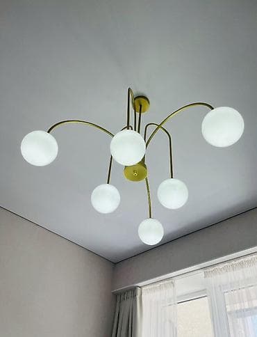 led matrix panel: Дизайнерская потолочная люстра с 6 плафонами - Стиль: современная — 4