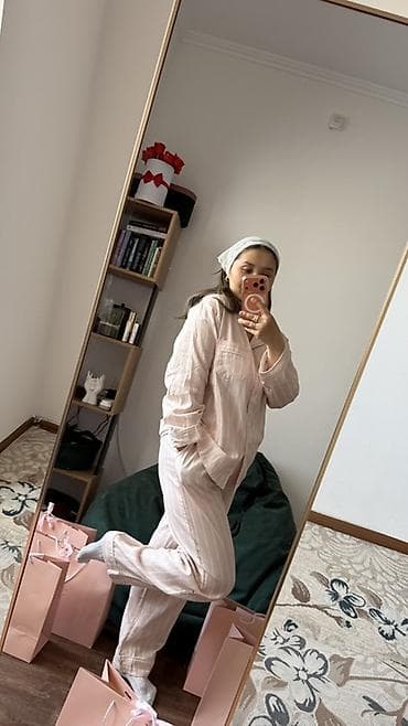 женские пижамы для сна: Пижама, Хлопок, Китай, На пуговицах, S, M, L — 7