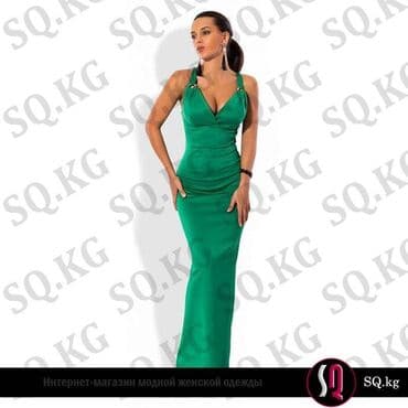 длинные платья с рукавами для полных: Вечернее платье с болеро в комплекте цвета зелёный трилистник — 3