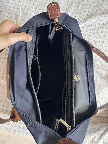 Аксессуарлар: Сумка Longchamp Le Pliage из нейлона с кожаными элементами — 4