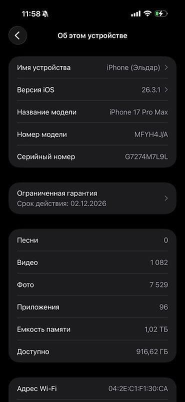 macbook m1 max: IPhone 17 Pro Max, 1 ТБ, Синий, Чехол, 100 % — 10