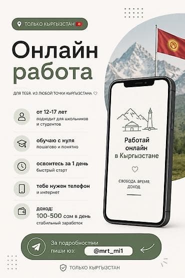промоутеры в бишкеке работа: Онлайн‑работа для жителей Кыргызстана - Подходит для подростков 12–17 — 1