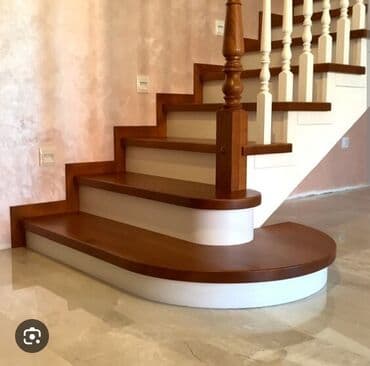 Дизайн, проектирование: Деревянная лестница Для дома, Форма лестницы: П-образная — 27