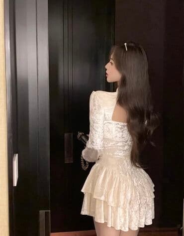 Женская обувь: Вечернее платье, А-силуэт, Короткая модель, Бархат, С рукавами, Открытая спина, S, M — 5