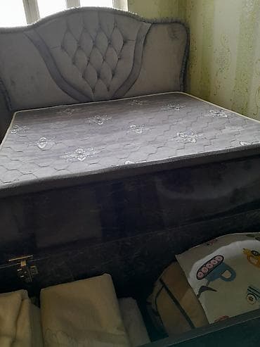 Ширмы, перегородки: Спальный гарнитур, Двуспальная кровать, цвет - Серый — 2