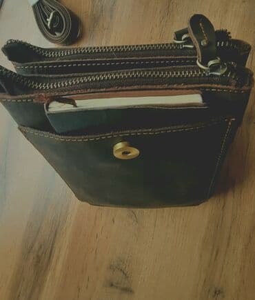 купить ремень кожаный мужской: Барсетка, Материал: Натуральная кожа, Застежка на магните, Застежка на молнии, Множество карманов, Новый — 7