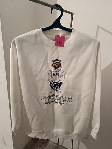 мужская футболка с медведем: Свитшот унисекс с принтом медвежонка - Цвет: молочно‑белый - — 5