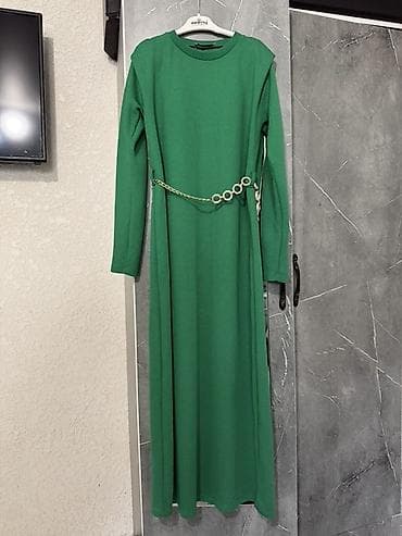 Платья: Вечернее платье, А-силуэт, Длинная модель, Трикотаж, С рукавами, Перья, Все размеры — 6