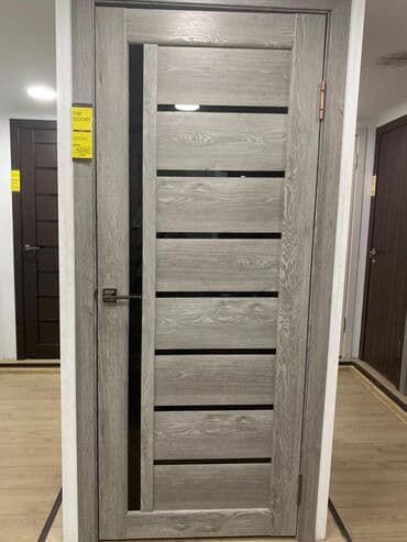 Межкомнатная дверь со стеклом, Дерево, ПВХ, Российская, цвет - Серый, 200 * x 70 см, Новый