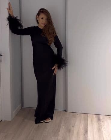 купить женские туфли из натуральной кожи: Кече көйнөгү, Коктейл, Узун модель, Атлас, Жеңдери менен, Канат жүндөрү, S — 3