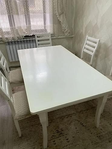 спальный гарнитур в бишкеке: Кухонный стол и стул, цвет - Белый — 1