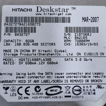 внешние жесткие диски hdd для непрерывного доступа (корпоративные): Накопитель, Новый, Hitachi, HDD, 3.5", Для ПК — 3