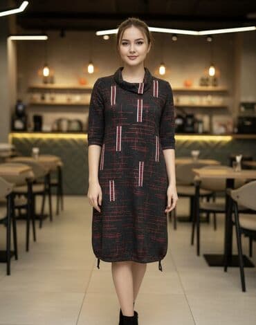 распродажа женской одежды больших размеров: Повседневное платье, Трикотаж, Прямое, Стандарт — 8