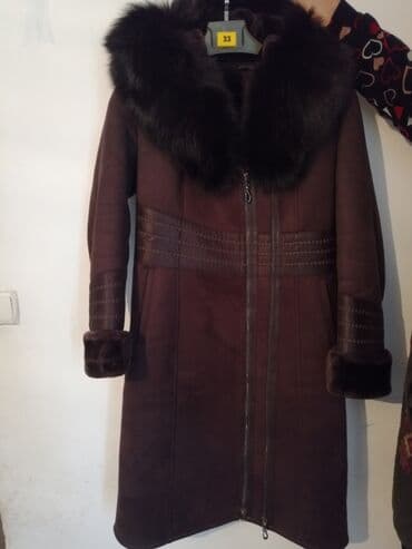 Дубленка, Классическая модель, По колено, С капюшоном, L