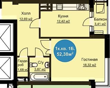 ремонт квартир под ключ: 1 комната, 52 м², Элитка, 7 этаж, Евроремонт — 7
