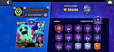 Игровой аккаунт Brawl Stars - Кубки: 30 606 - Уровень мастерства