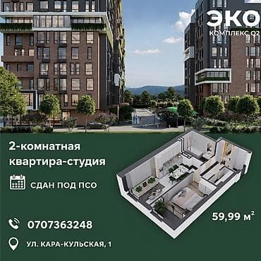 Новостройки от застройщика: Построен, Элитка, 2 комнаты, 60 м² — 1