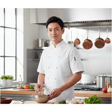 корзины железные: Классическая поварская куртка унисекс с короткими рукавами — 2