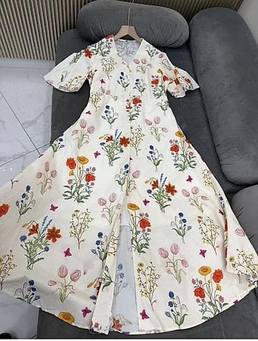 платье свободного кроя: Платье под ZARA - Длина миди, расклёшенный силуэт с высоким разрезом — 2