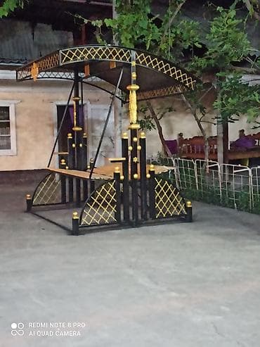 Садовые качели Металл, Со спинкой, С крышей