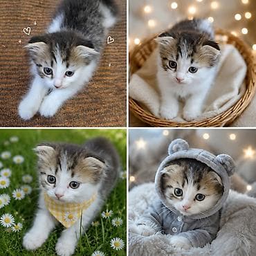 коротколапая кошка: Скотиш Фолд (Шотландская вислоухая), 2 месяца, Девочка, Золотая шиншилла, Приучена к лотку — 3