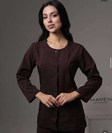 Женский медицинский жакет MAVEN, цвет темный шоколад. - Приталенный