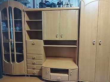 Стенка-шкаф, Тип стенки-шкафа: Модульная, Для зала, Б/у, Особенности: Для хранения посуды