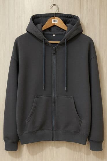 купить зимнюю мужскую обувь в бишкеке: Zip-Худи на молнии, темно‑серого цвета. Подойдет на М-Л (48-50) - — 1