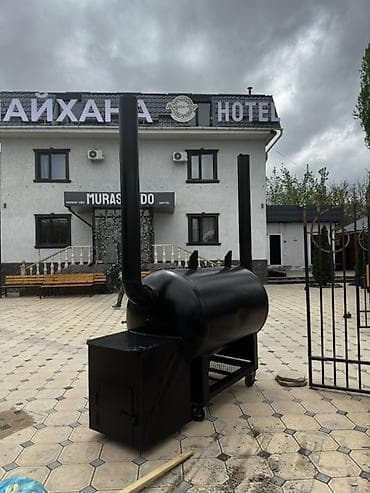 печка для пиццы: Промышленный офсетный смокер-гриль (мангал-коптильня) на дровах — 6