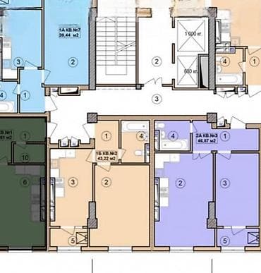 Квартиры: 1 комната, 43 м², Асанбай мкр Элитка, 5 этаж, ПСО (под самоотделку) — 1