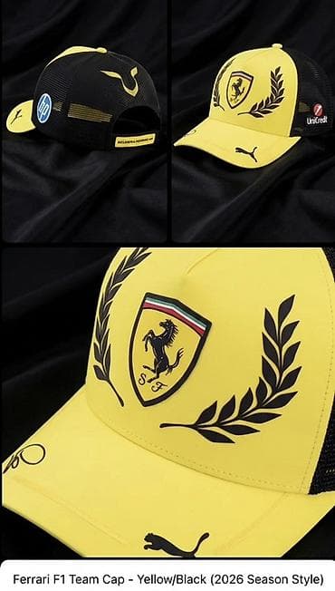 Женская одежда: Кепка, Бейсболка, Ferrari, Козырек: Изогнутый, С сеткой — 1