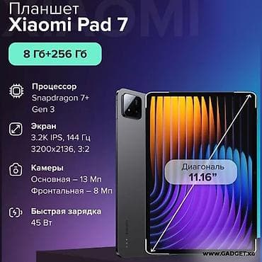 Планшеты: Планшет, Xiaomi, память 256 ГБ, 10" - 11", Wi-Fi, Б/у, Классический цвет - Голубой — 1