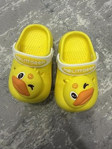 обувь сабо: Детские сабо (кроксы) с утёнком, ярко‑жёлтые. - Размер: 130 мм — 2