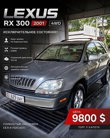 сары булун: Lexus RX: 2001 г., 3 л, Автомат, Бензин, Жол тандабас — 1