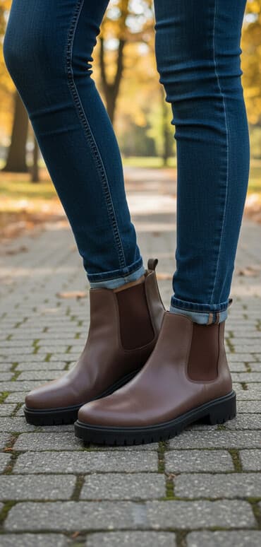 сапоги зимние женские натуральная кожа натуральный мех распродажа: Женские челси из натуральной кожи - Цвет: коричневый (шоколадный) - — 1