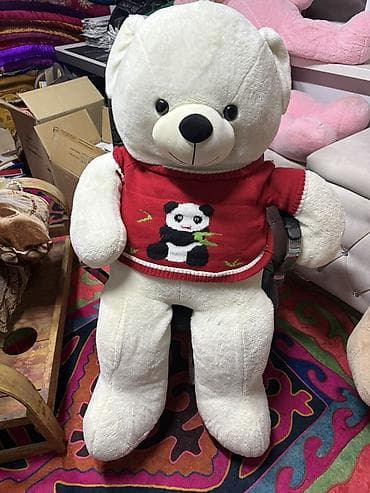 Большие мягкие медведи-плюшевые игрушки - Размер: крупные, сидят на