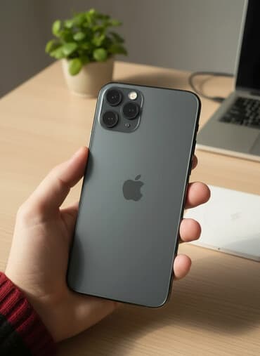 IPhone 11 Pro, Б/у, 64 ГБ, Matte Midnight Green, Чехол, 70 %