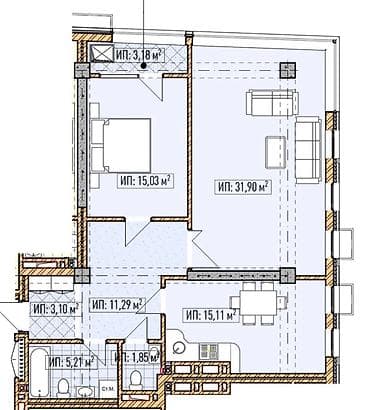 18: 2 комнаты, 87 м², Элитка, 7 этаж, Готовая ПСО (под самоотделку) — 2