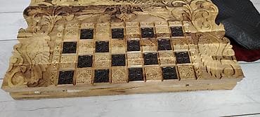 нардо: Резная деревянная доска «3 в 1»: шахматы, шашки и нарды. Описание: - — 1