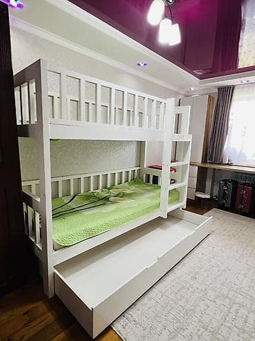 трех ярусную кровать: Двухъярусная детская кровать, Натуральное дерево, цвет - Белый — 3