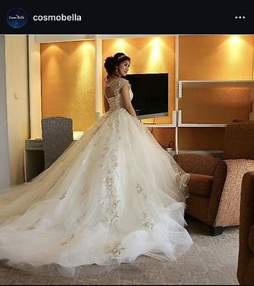 детские военные формы бишкек: Свадебное платье, S, Со шлейфом, Фатин, Пышное, Кружево, Б/у — 1