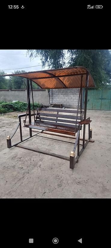 Мебель: Садовые качели Металл, Со спинкой, С крышей — 4