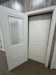 осб панели: Межкомнатная дверь со стеклом, Двустворчатая, цвет - Белый — 4